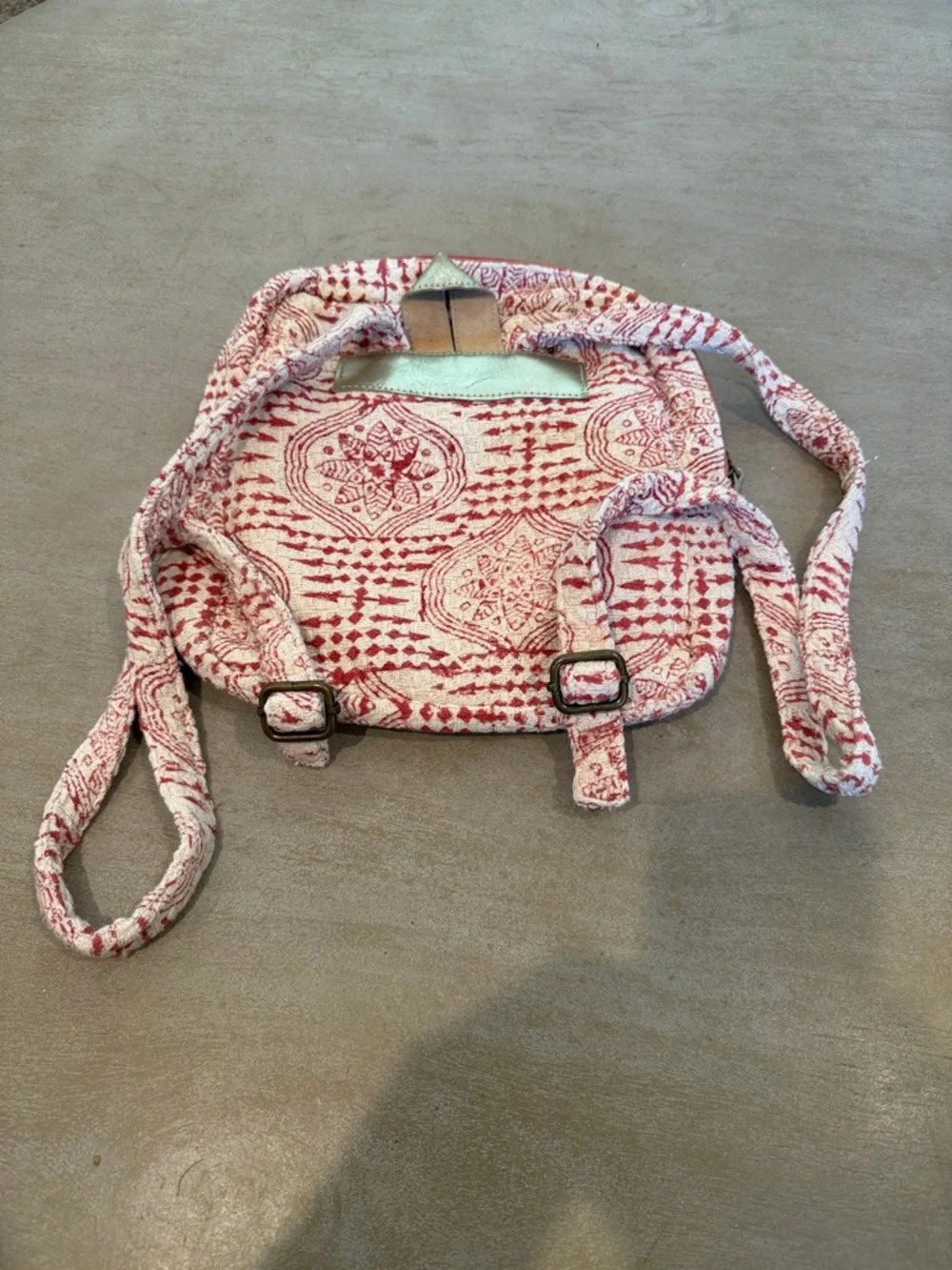 Rugzine Women's Red & White Patterned Canvas Backpack